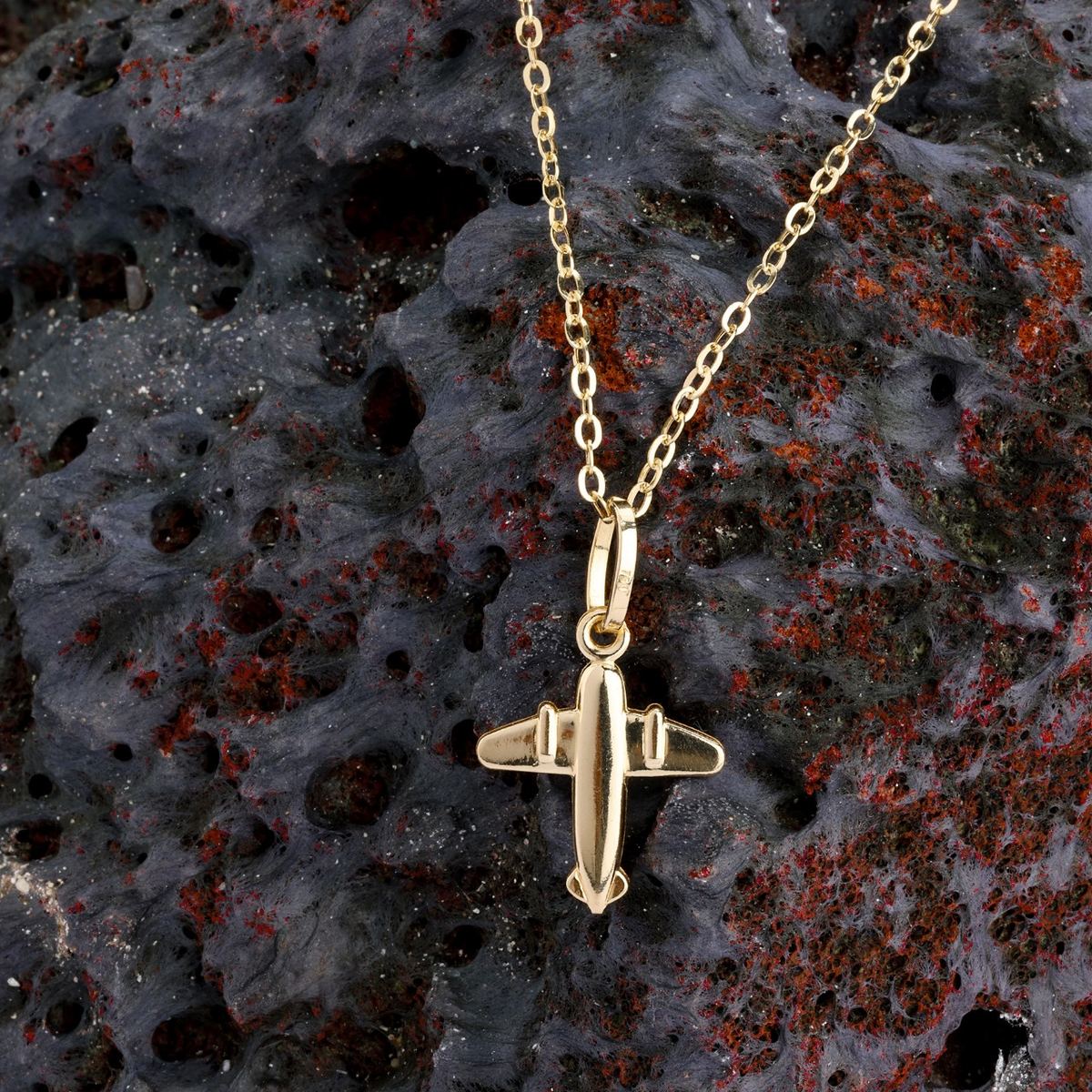 18K gold gold airplane pendant