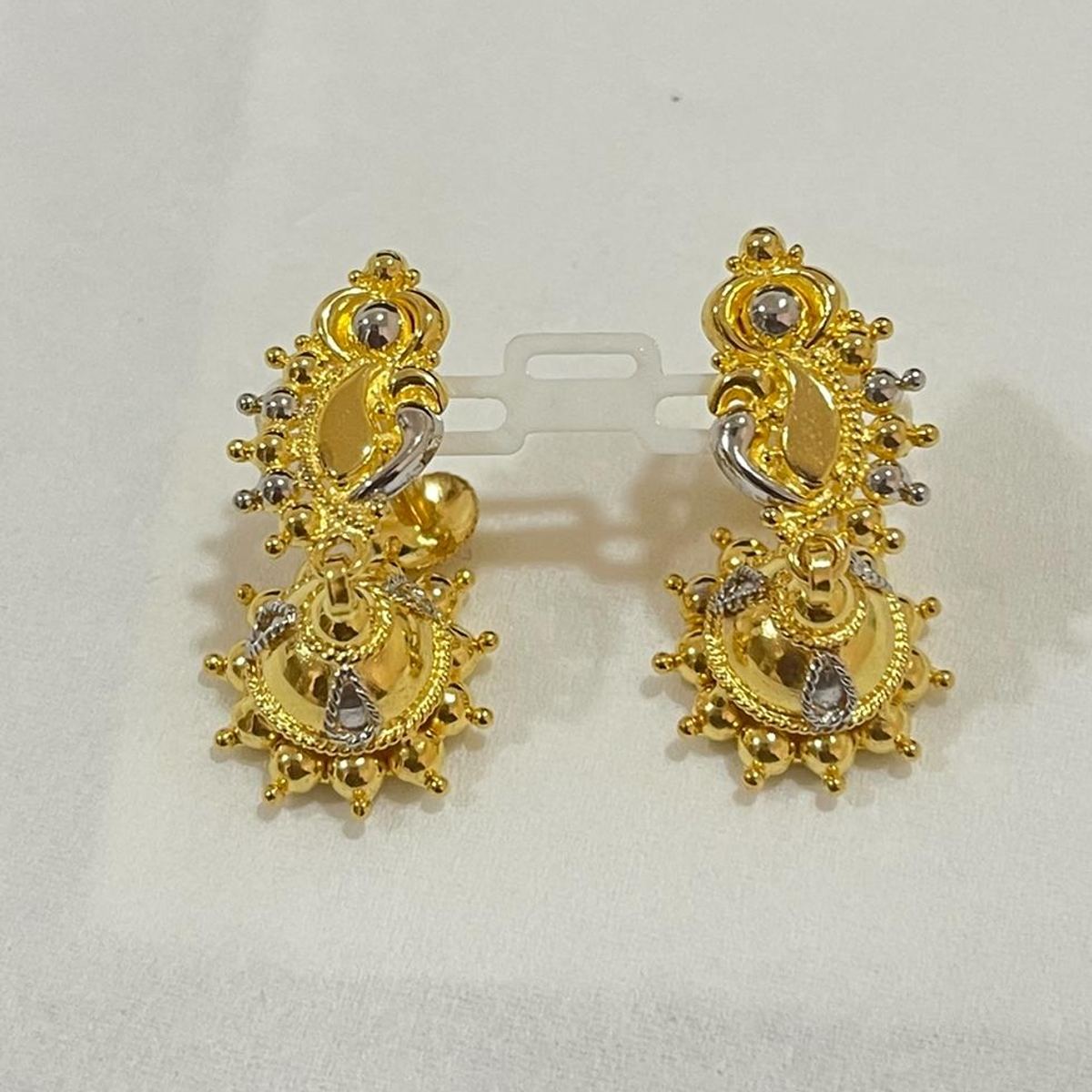 22K gold two-tone jhumka drop earrings