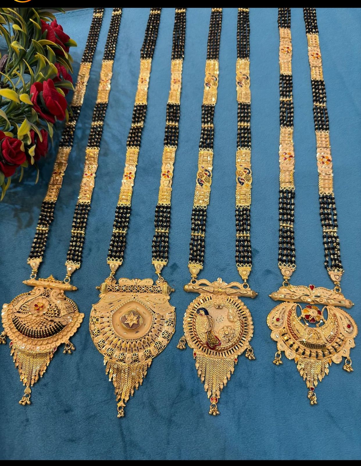 22K gold black-beaded mangalsutra