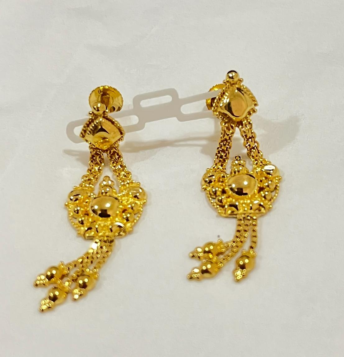 22K gold filigree beaded drop earrings