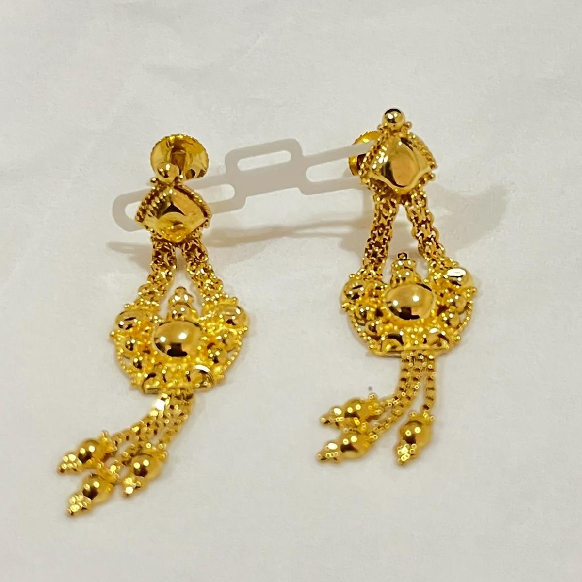 22K gold filigree beaded drop earrings