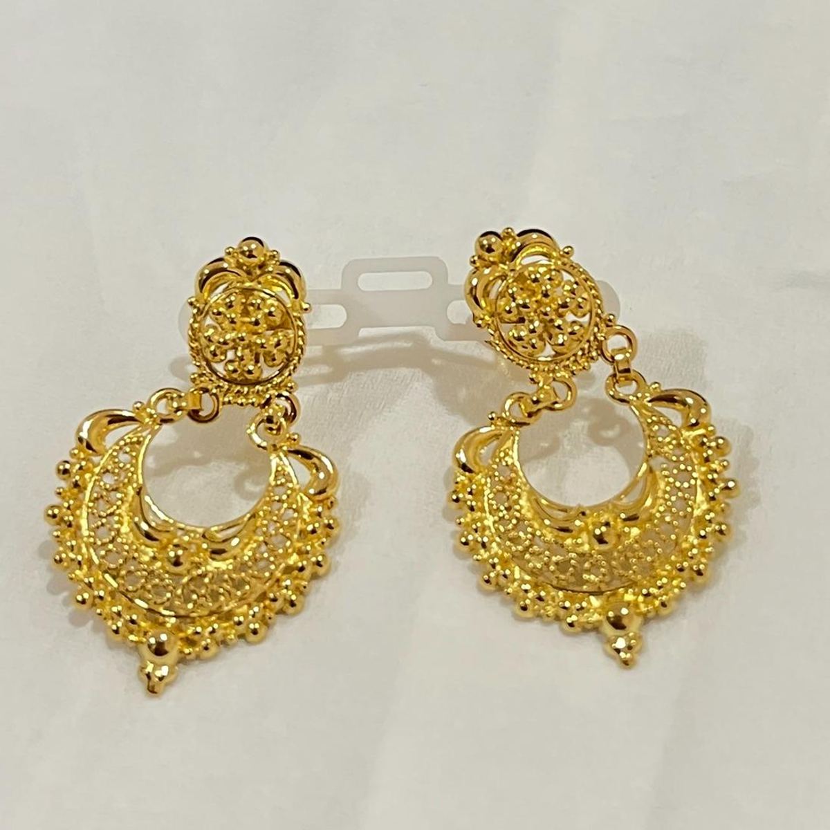 22K gold chandbali drop earrings