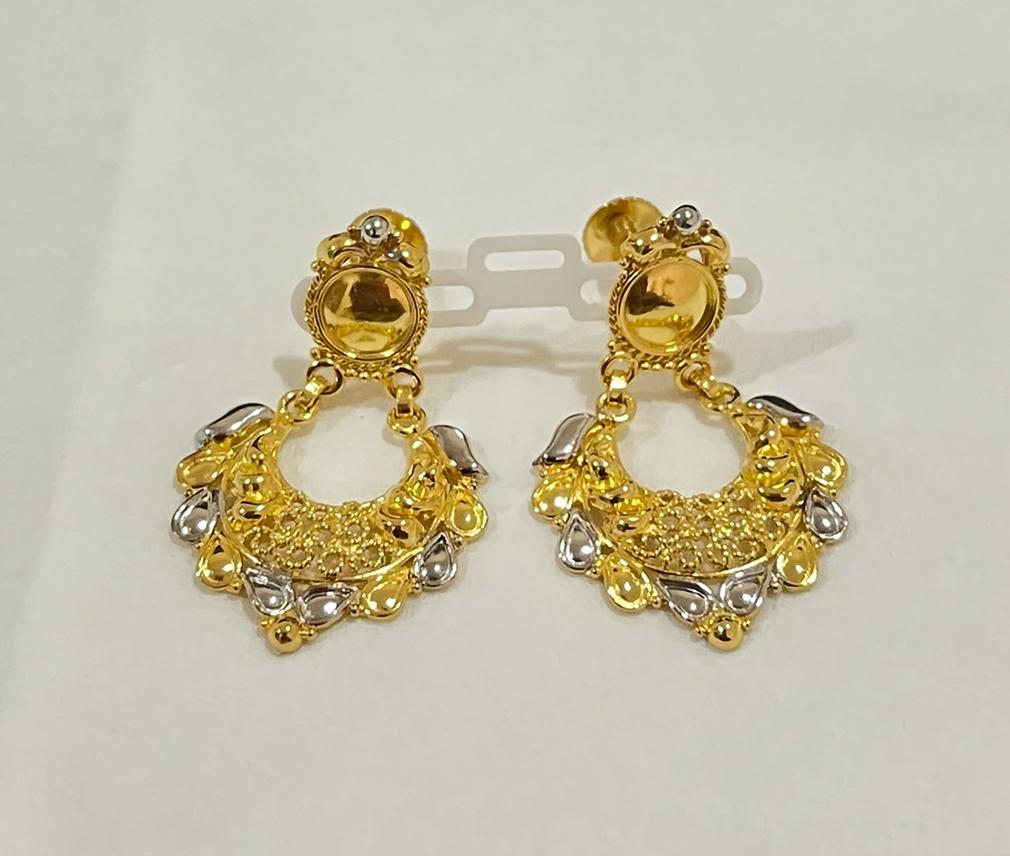 22K gold two-tone chandbali drop earrings