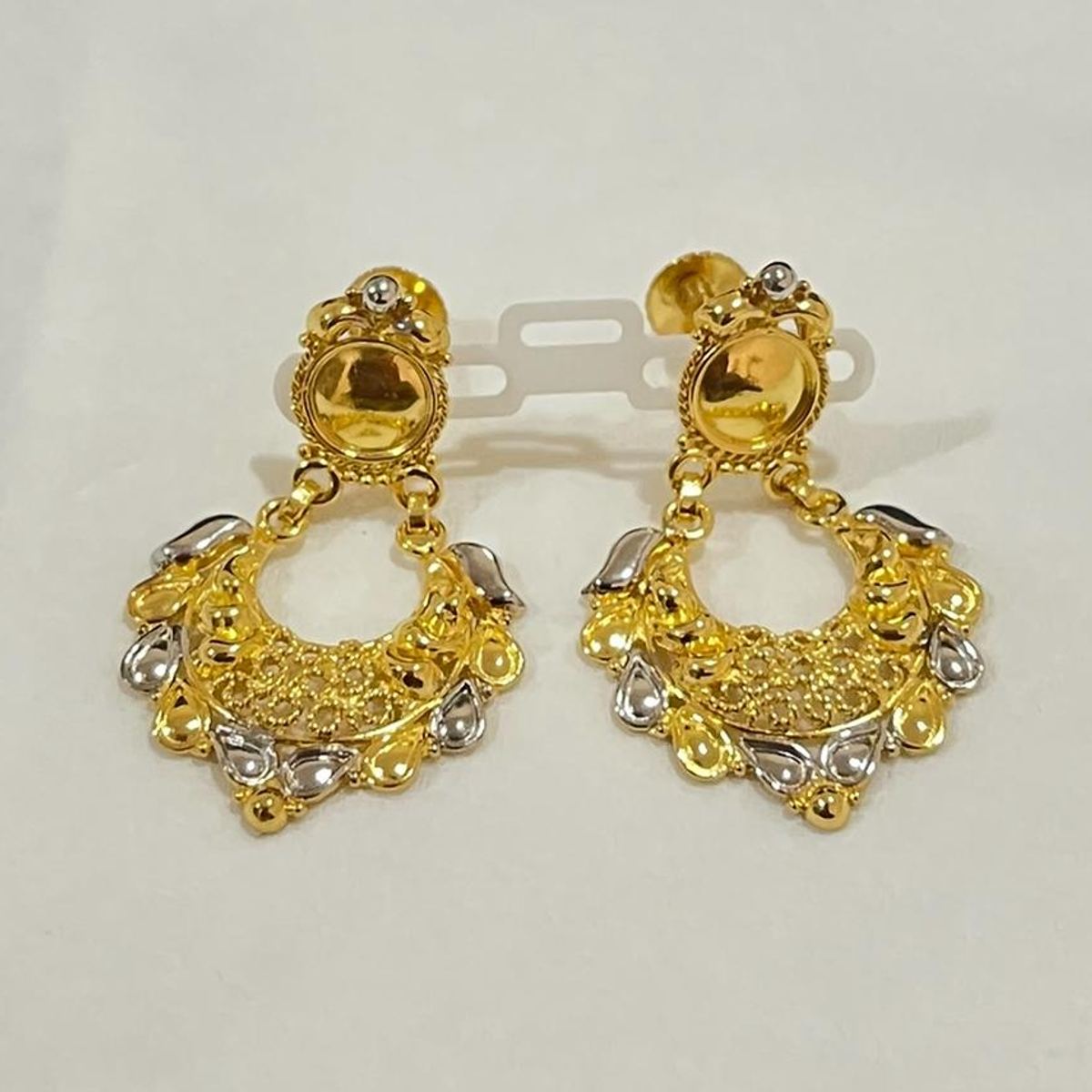 22K gold two-tone chandbali drop earrings