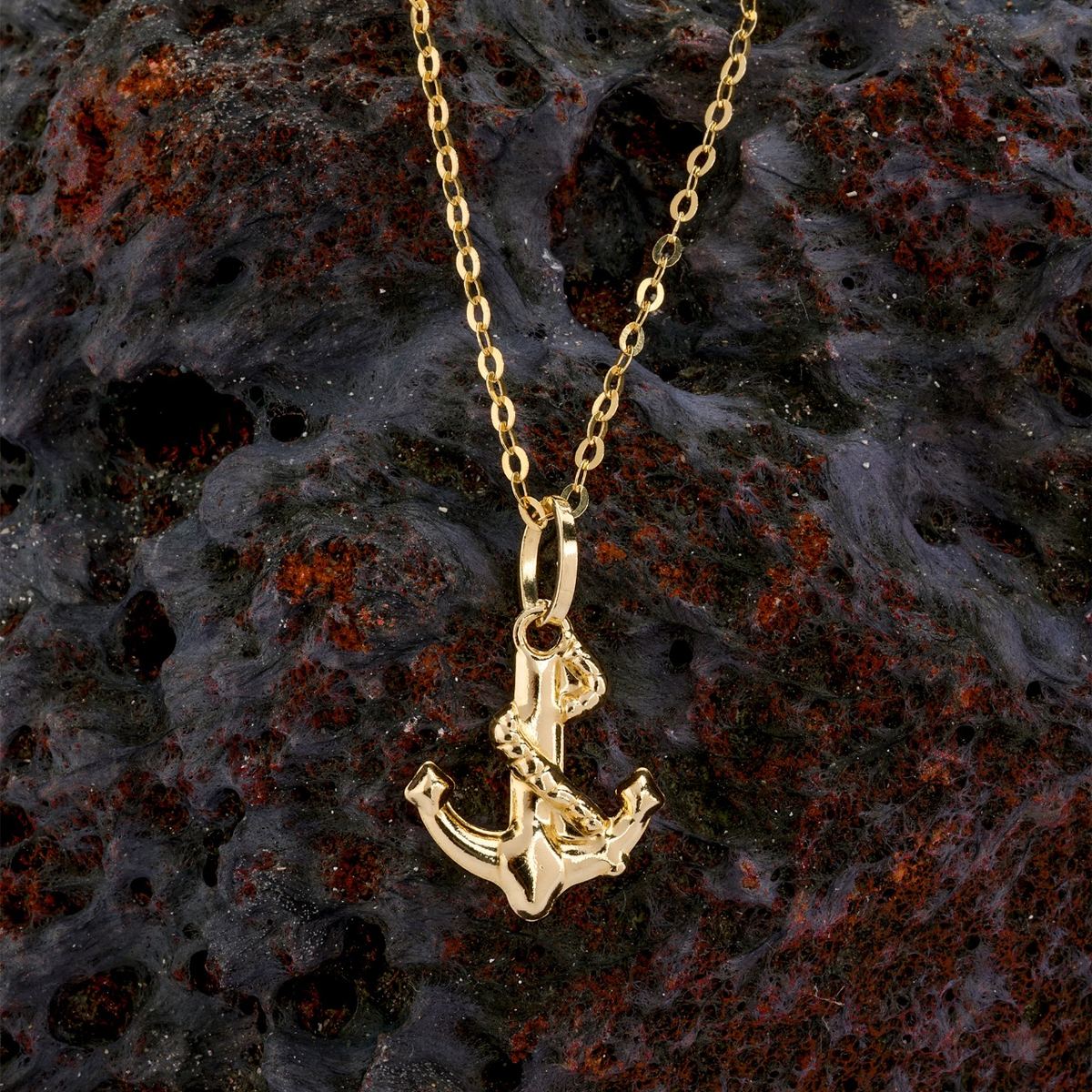 18K gold gold anchor pendant