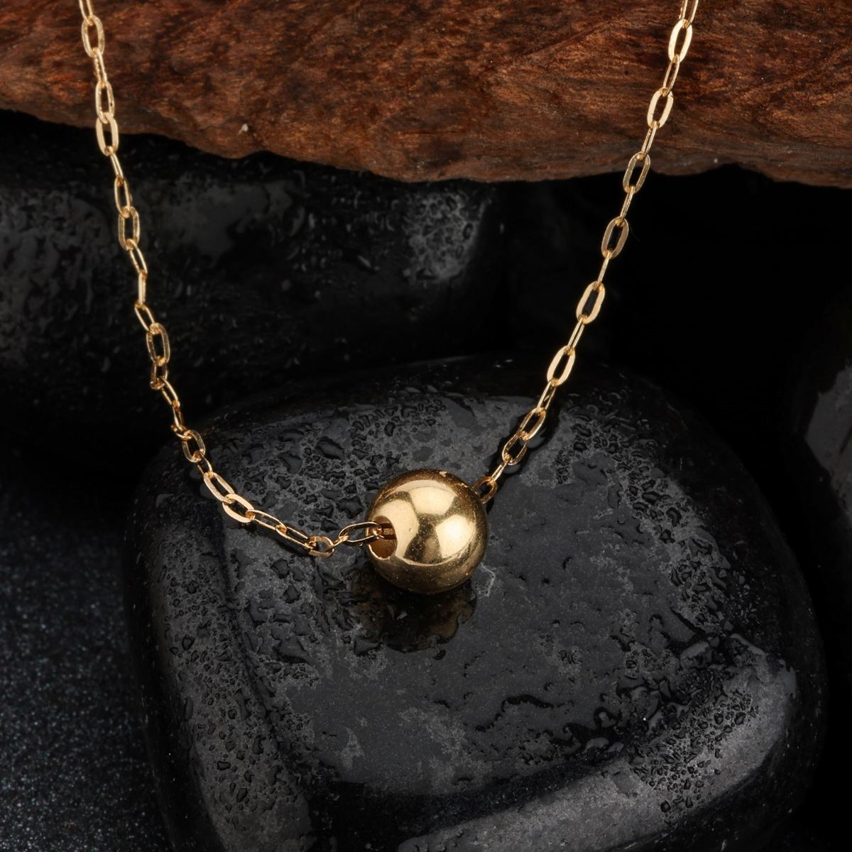 18K gold gold ball bead pendant