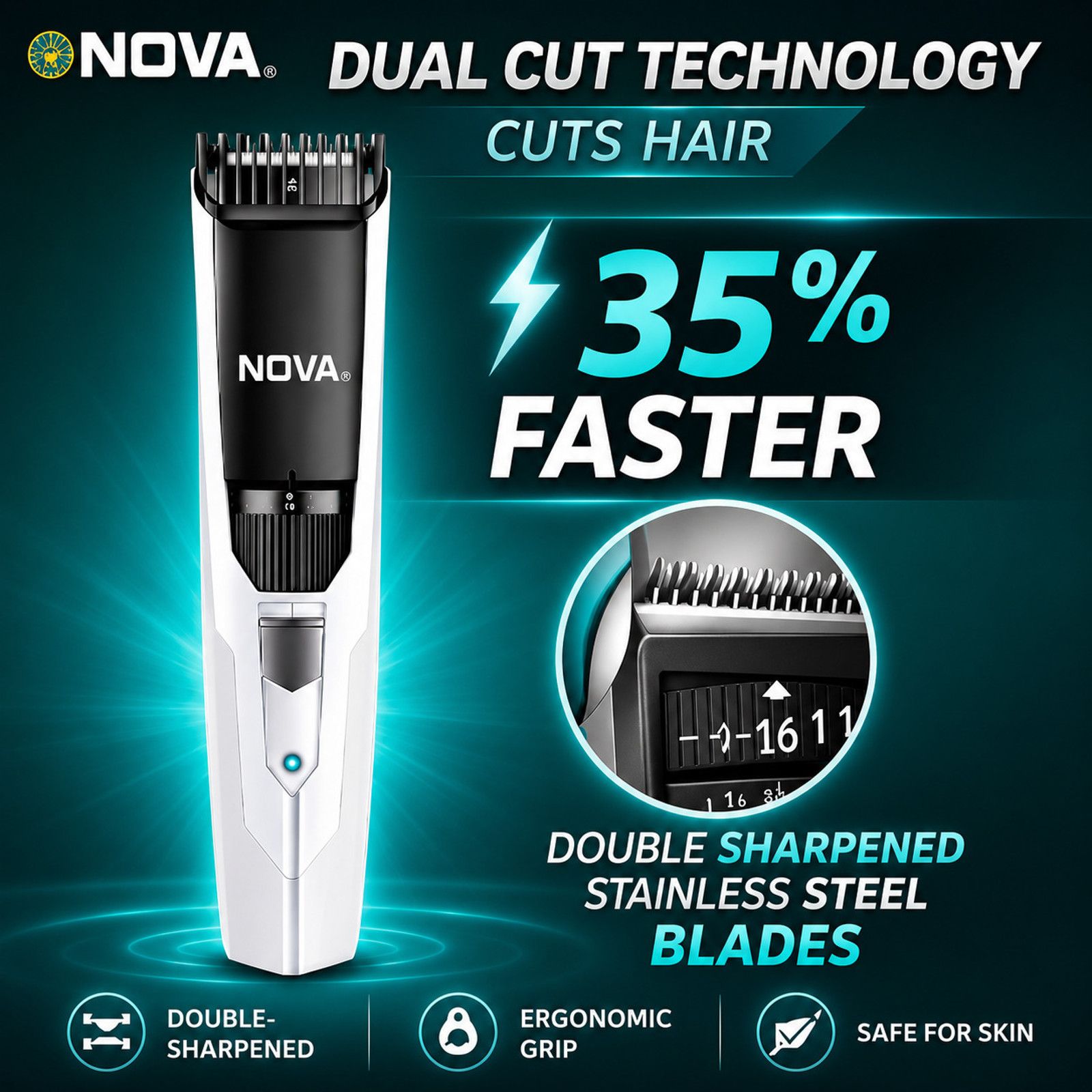 NOVA NHT 1054 Trimmer 100 min Runtime 40 Length Settings - 3