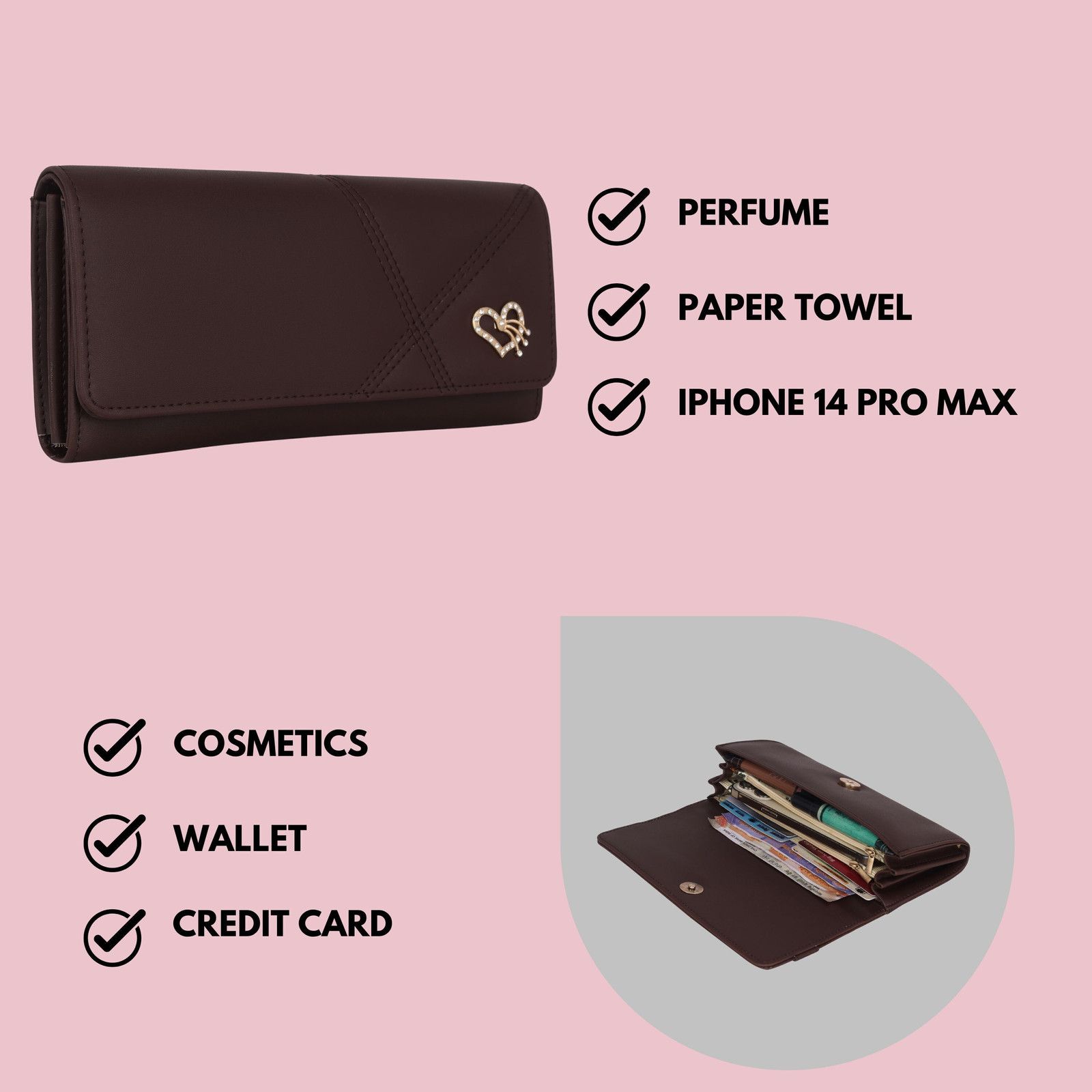 Reshu Casual Brown Clutch Wallet For Women - 6