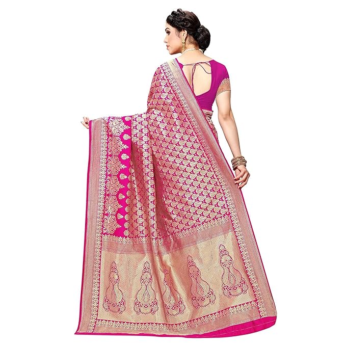 Yashika Women's Trendy Banarasi Kanjivaram Silk Saree with Blouse Material - 4