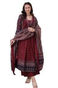 KLOSIA Women's Printed Anarkali Set