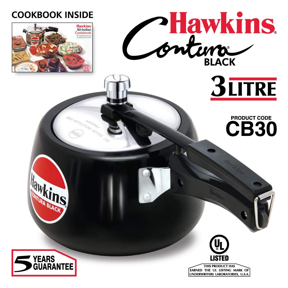 Hawkins Contura Black 3 Litre Pressure Cooker - 3