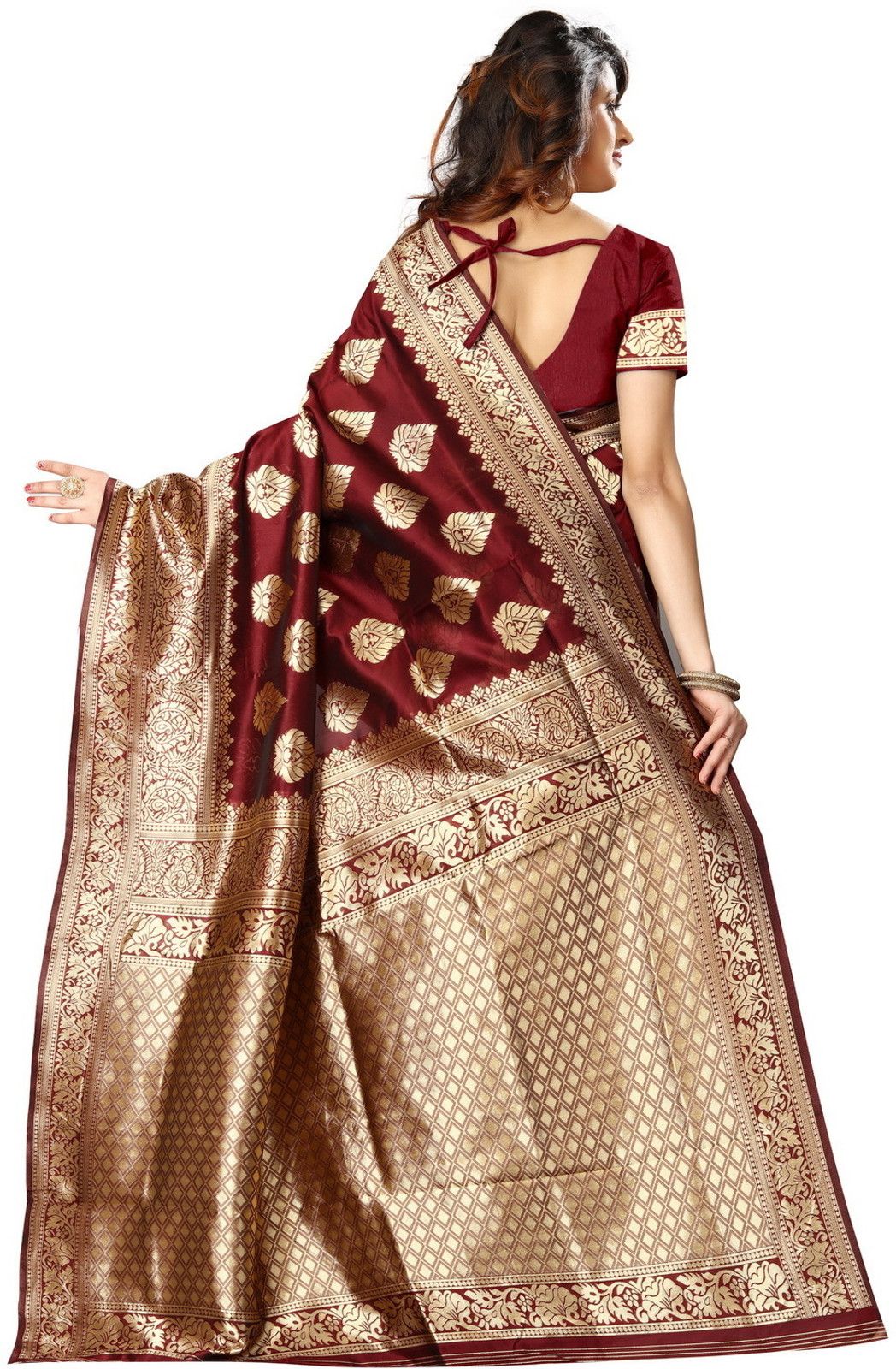 Shoppershopee Woven Kanjivaram Silk Blend Saree - 2