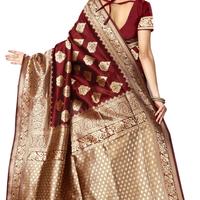 Shoppershopee Woven Kanjivaram Silk Blend Saree - 2