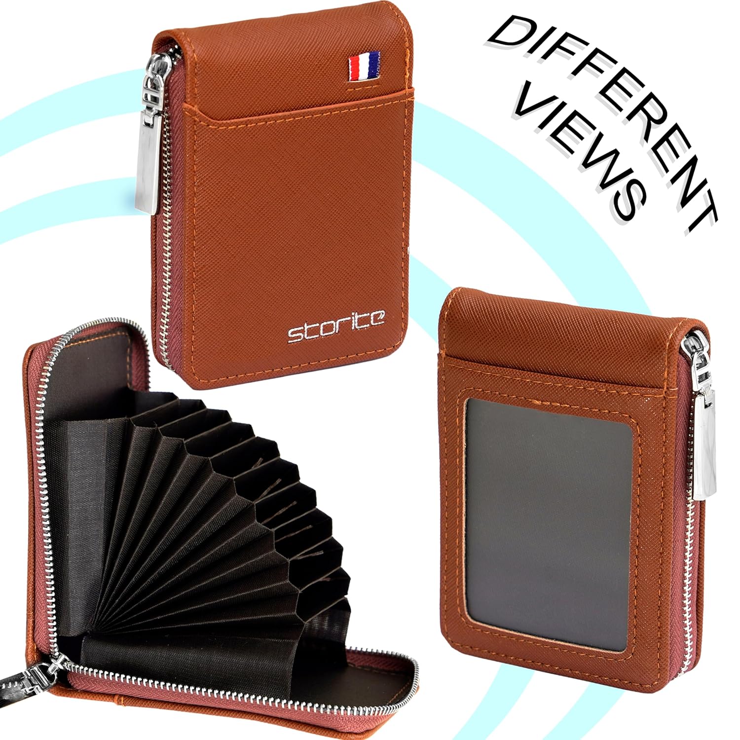 Storite PU Leather Card Holder Money Wallet, Lightbrown - 4