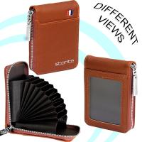 Storite PU Leather Card Holder Money Wallet, Lightbrown - 4