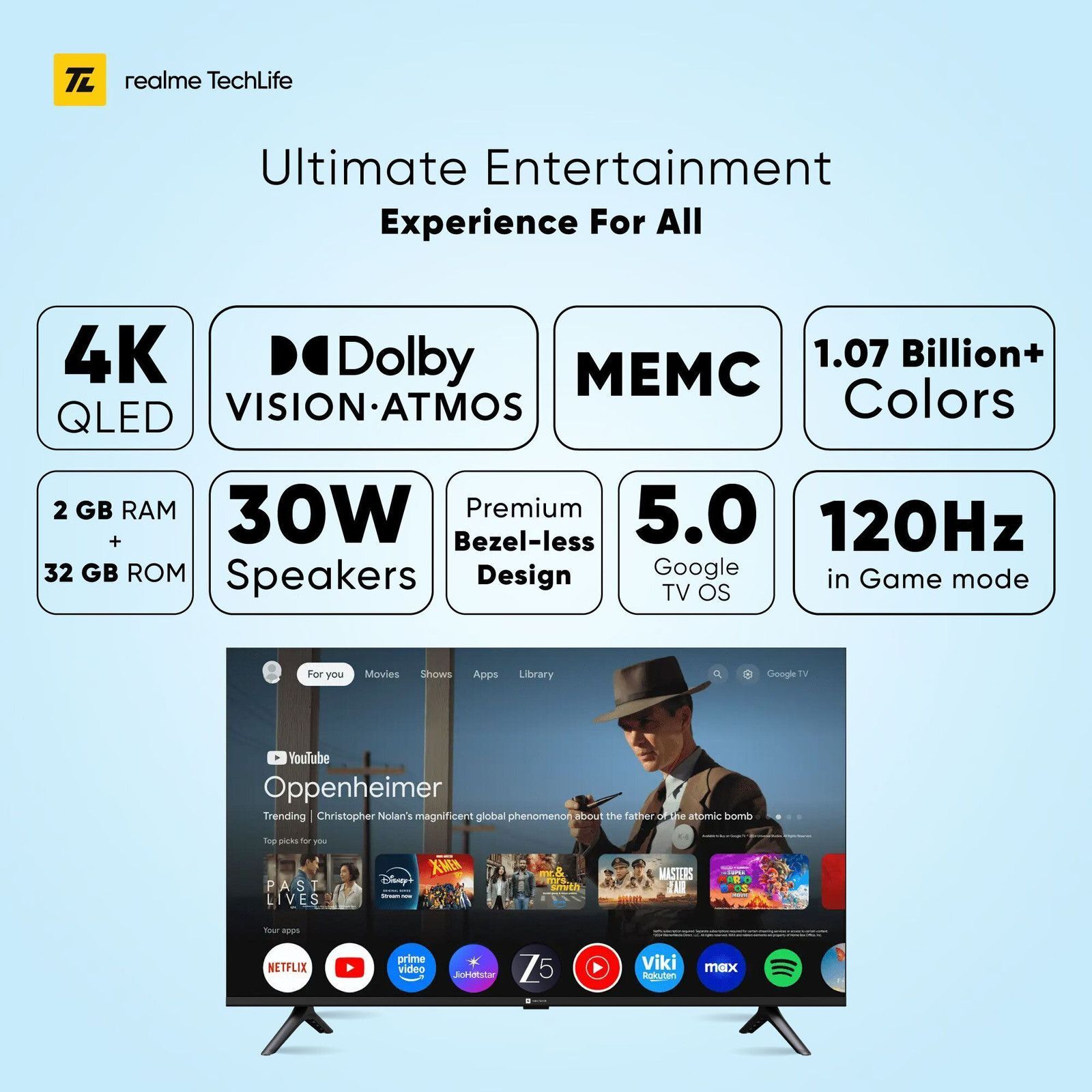 realme TechLife 75 inch QLED Ultra HD (4K) Smart Google TV - 4