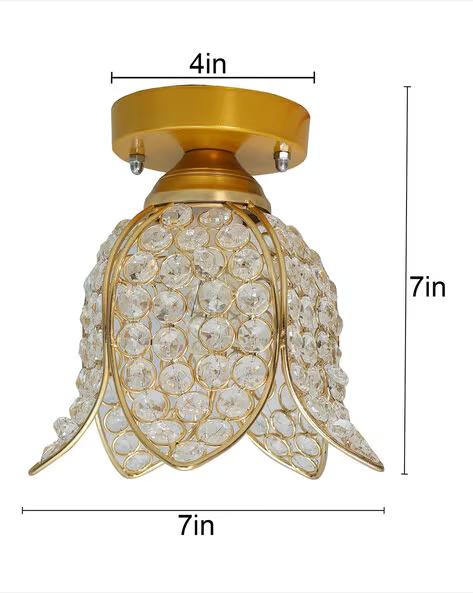 HOMESAKE Lotus Crystal Flush Mount Ceiling Light - 4