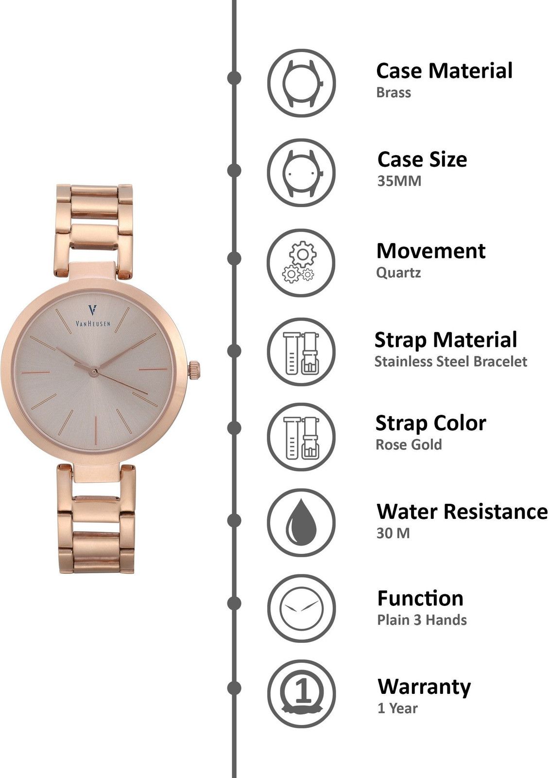 VAN HEUSEN Analog Watch For Women VH000008C - 6