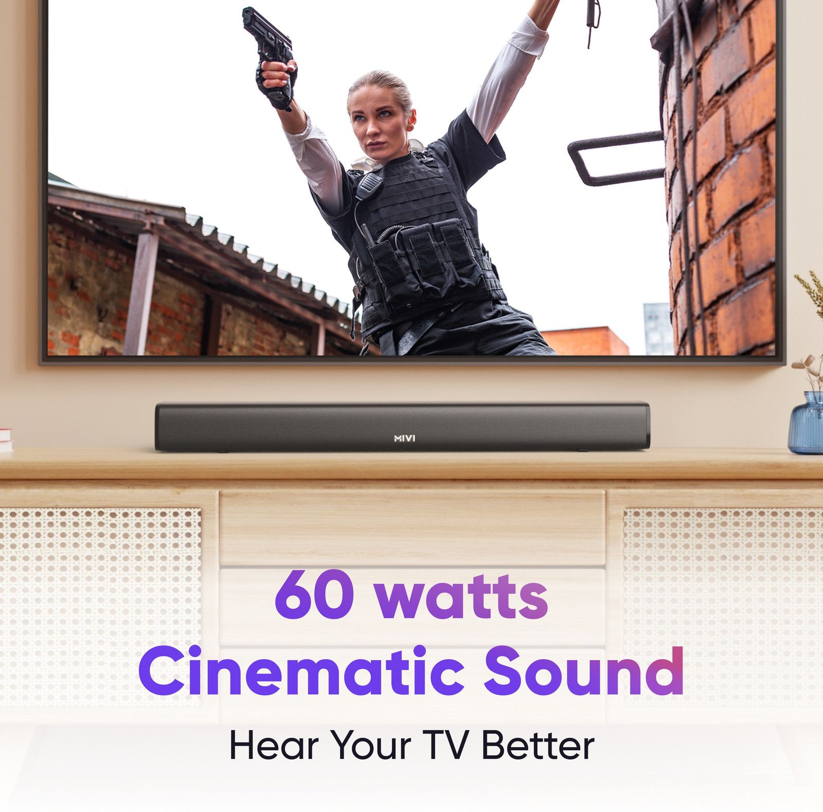 Mivi Fort S60 with 2 inBuilt Subwoofers 60 W Bluetooth Soundbar - 2
