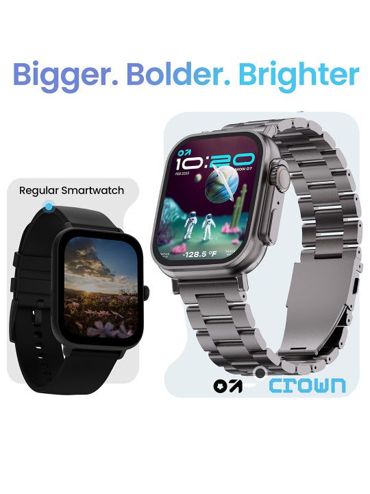 GOBOULT Crown 1.95'' Screen, Working Crown, Zinc Alloy Frame Smartwatch - 4