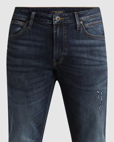 JACK & JONES Men Washed Slim Fit Jeans Insert Pockets - 5
