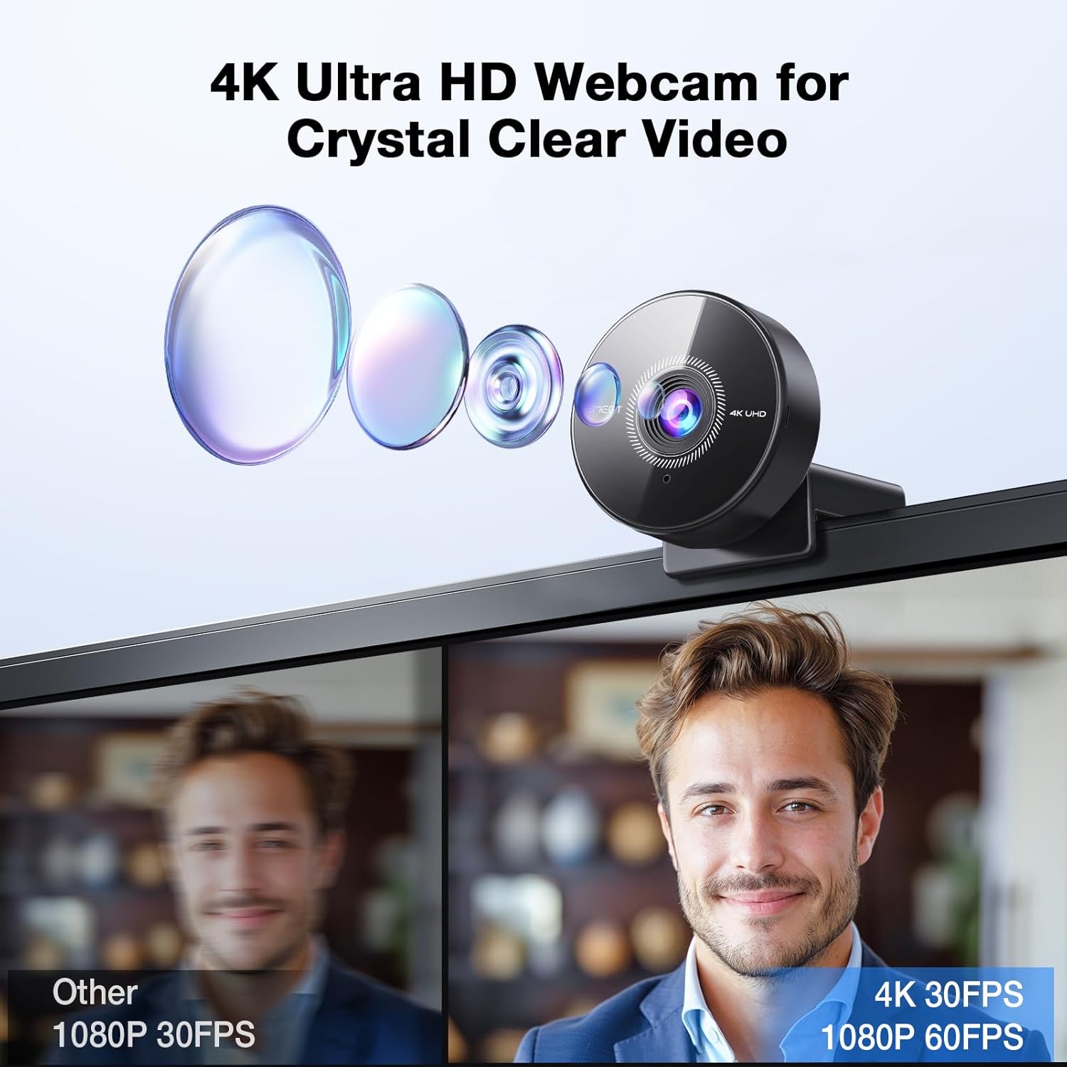 eMeet C950 4K Webcam for PC | 8 Megapixels UHD - 2