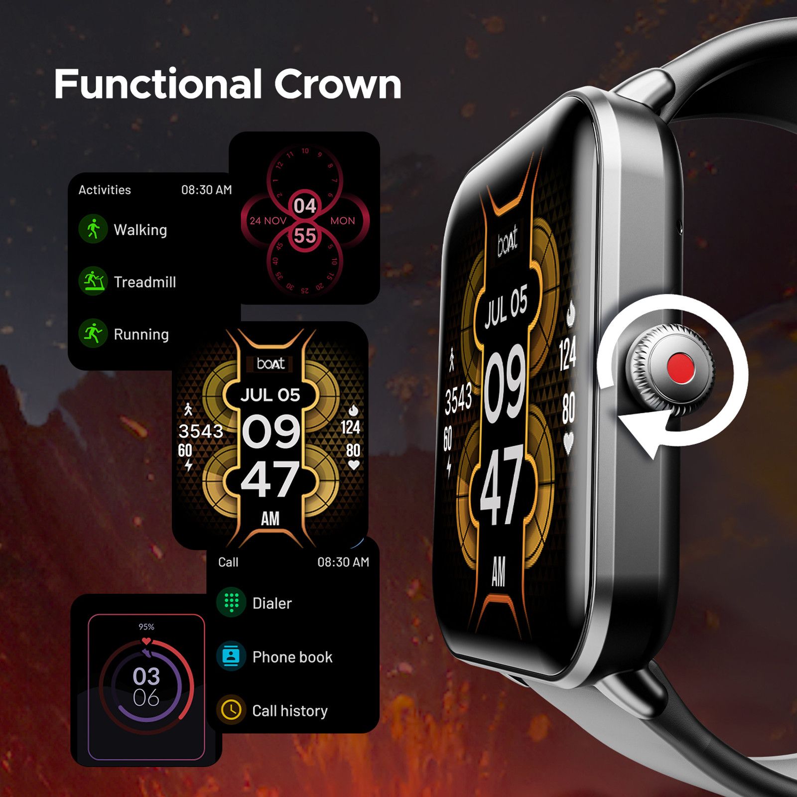 boAt Wave Fury Smartwatch (Active Black Strap, Free Size) - 5