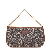 ZOUK Black Floral Printed Structured Baguette Bag with Applique Sling Handbag - 3