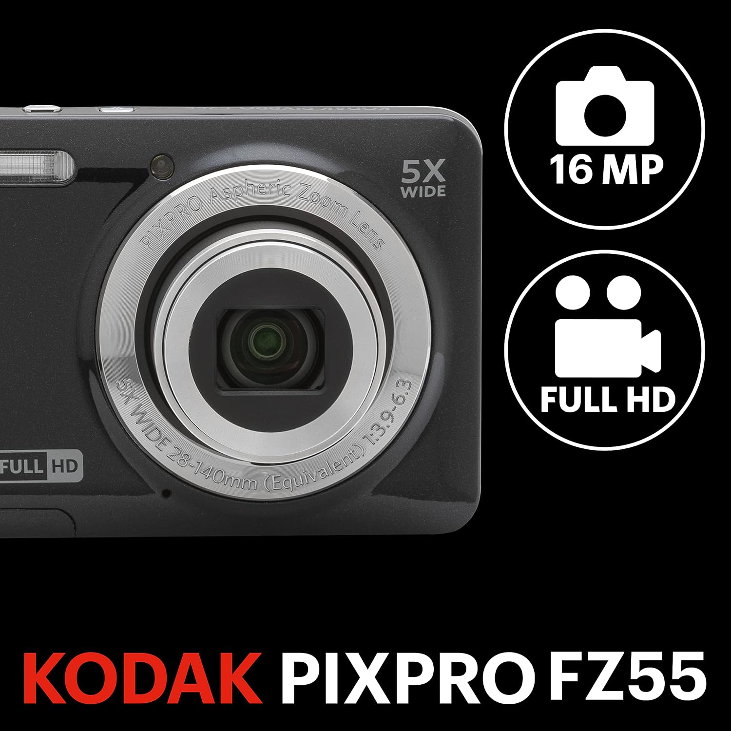 Kodak PIXPRO Friendly Zoom FZ55-BK 16MP Digital Camera - 2