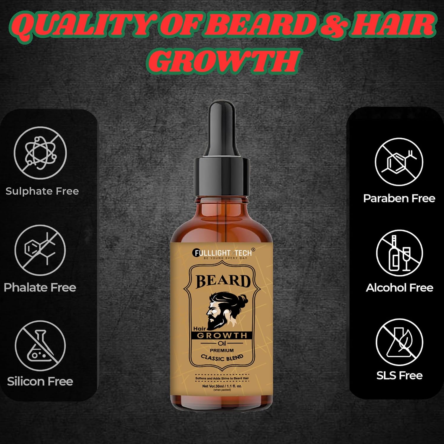 Fulllight Tech Beard Growth Oil for Men-30ml - 5