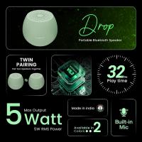 HAMMER Drop 5W Bluetooth Wireless Speaker Twin Pairing, 1200 mAh, 100H Backup - 7