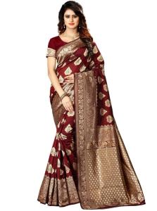 Shoppershopee Woven Kanjivaram Silk Blend Saree