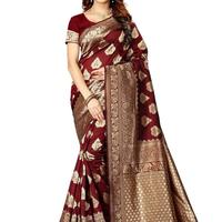 Shoppershopee Woven Kanjivaram Silk Blend Saree