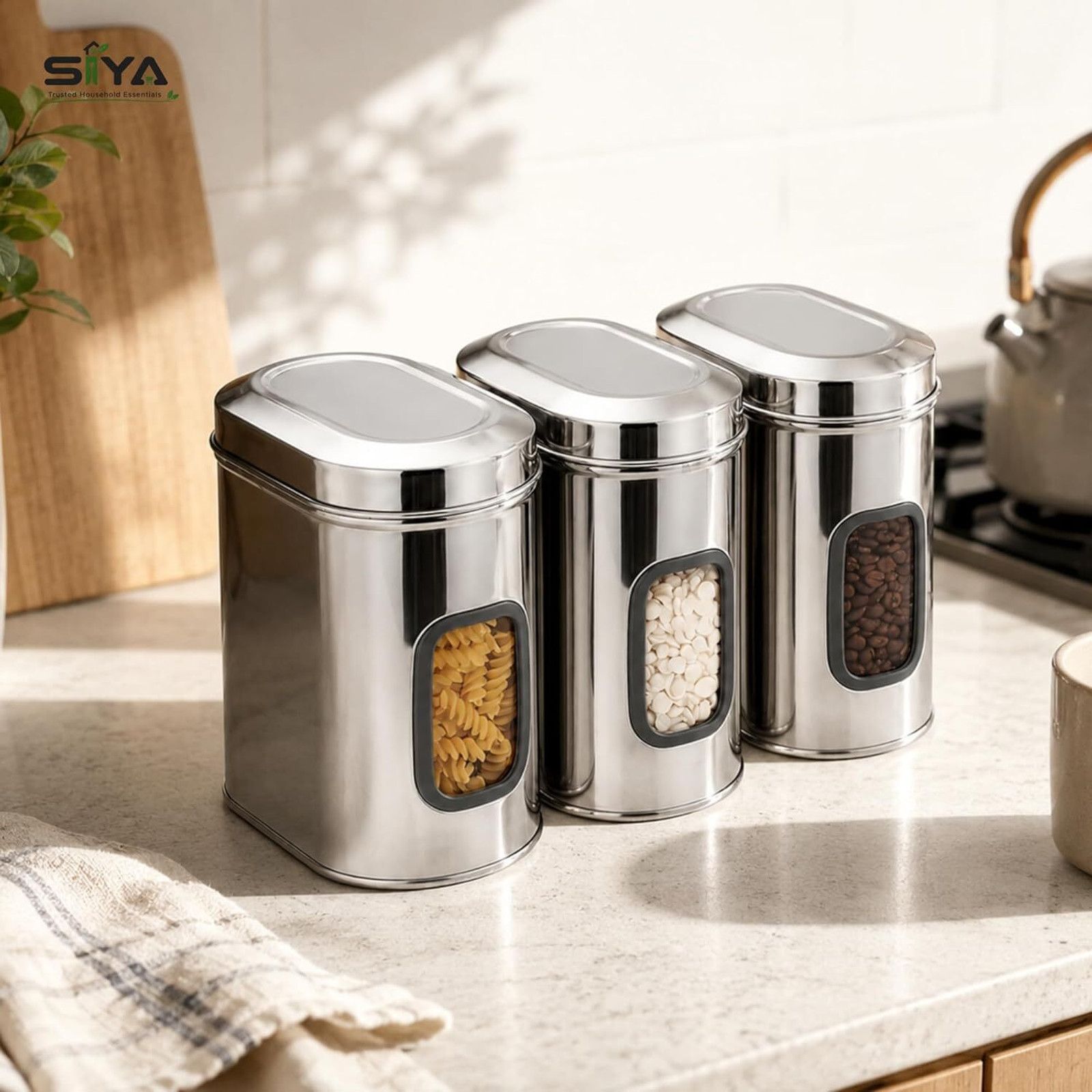 SIYA Stainless Steel Container | 2500 ml | Pack of 3 | Silver - 5