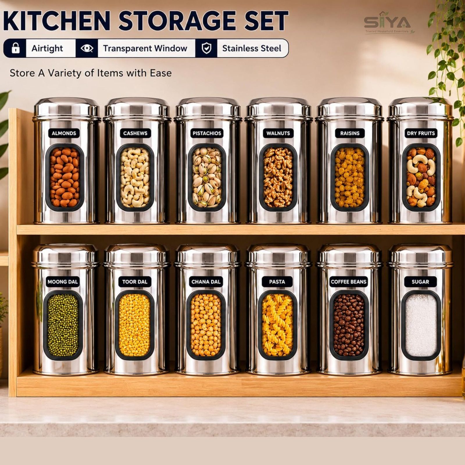 SIYA Stainless Steel Container | 2500 ml | Pack of 3 | Silver - 2