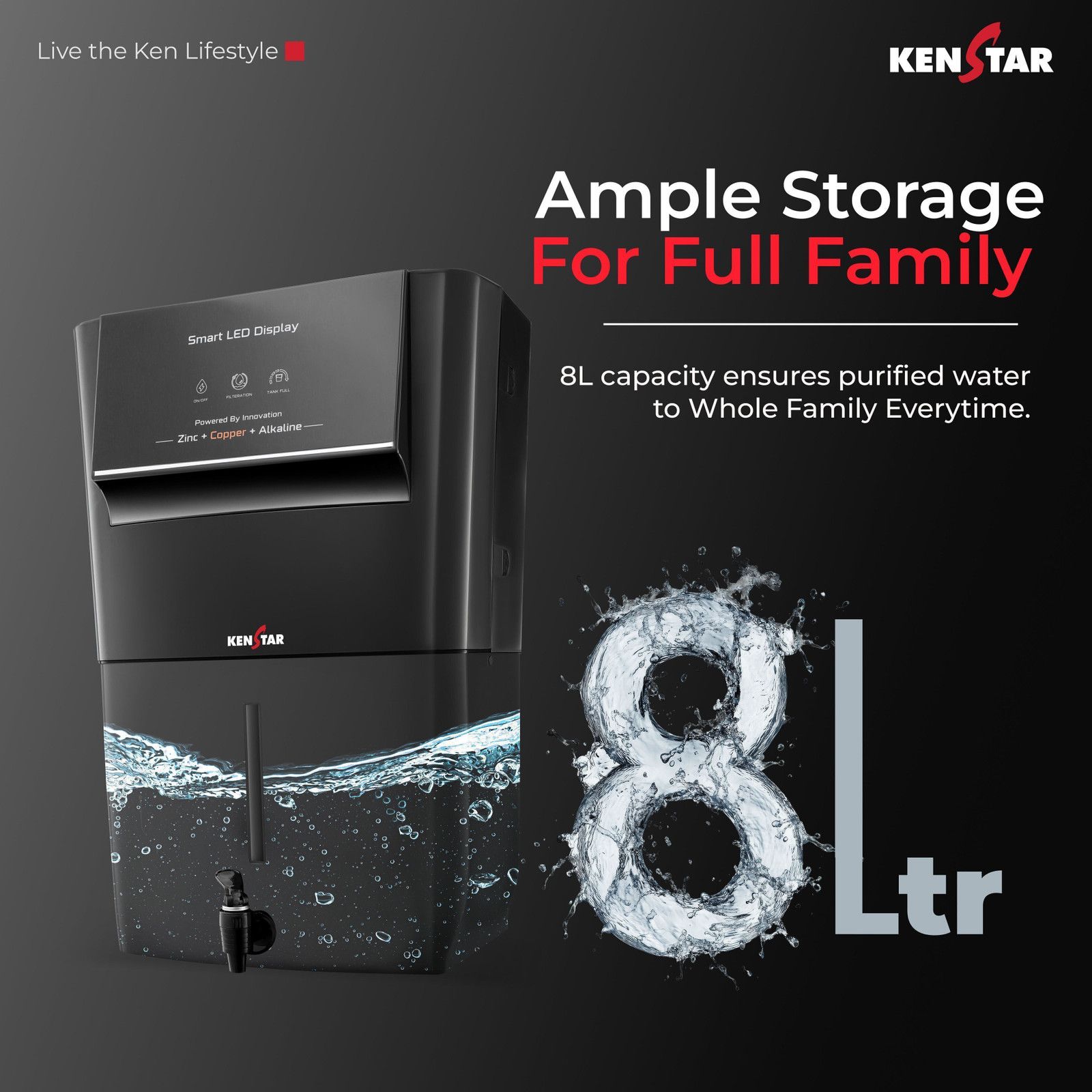 Kenstar Black Pureza 8 Liter Water Purifier - 4