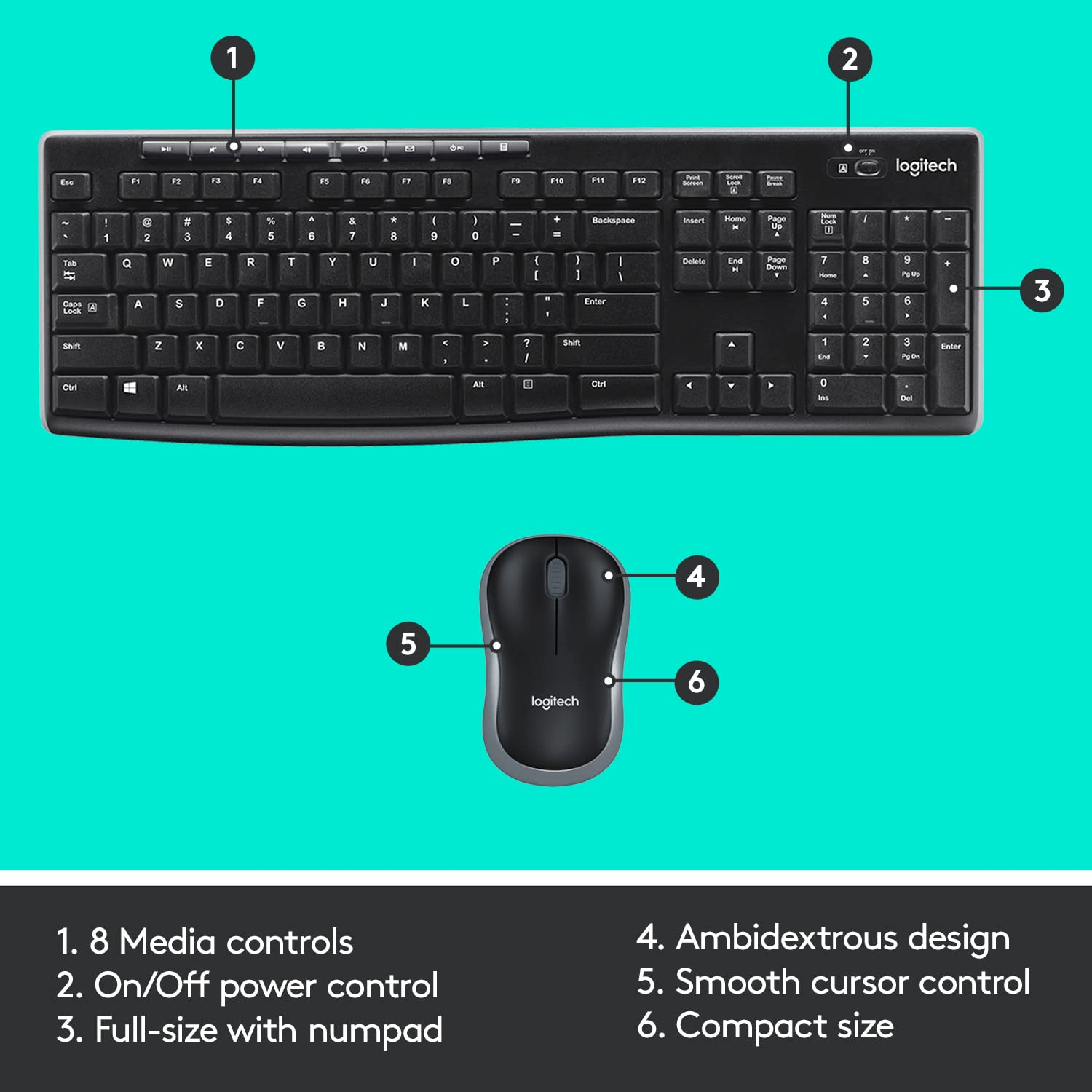 Logitech MK270r Wireless Keyboard and Mouse - 2
