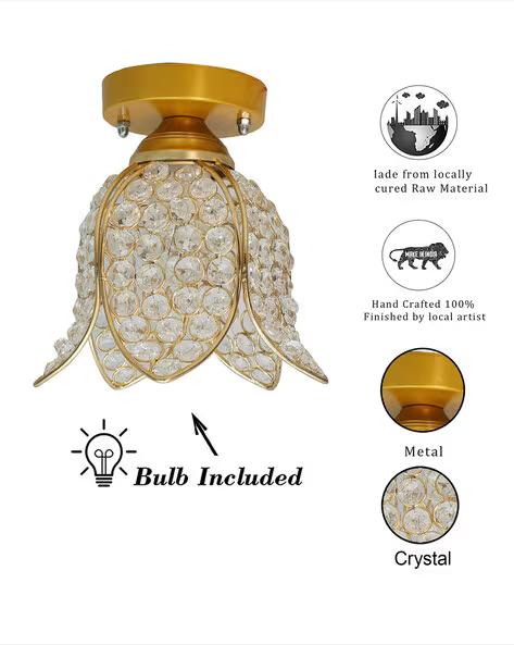 HOMESAKE Lotus Crystal Flush Mount Ceiling Light - 3