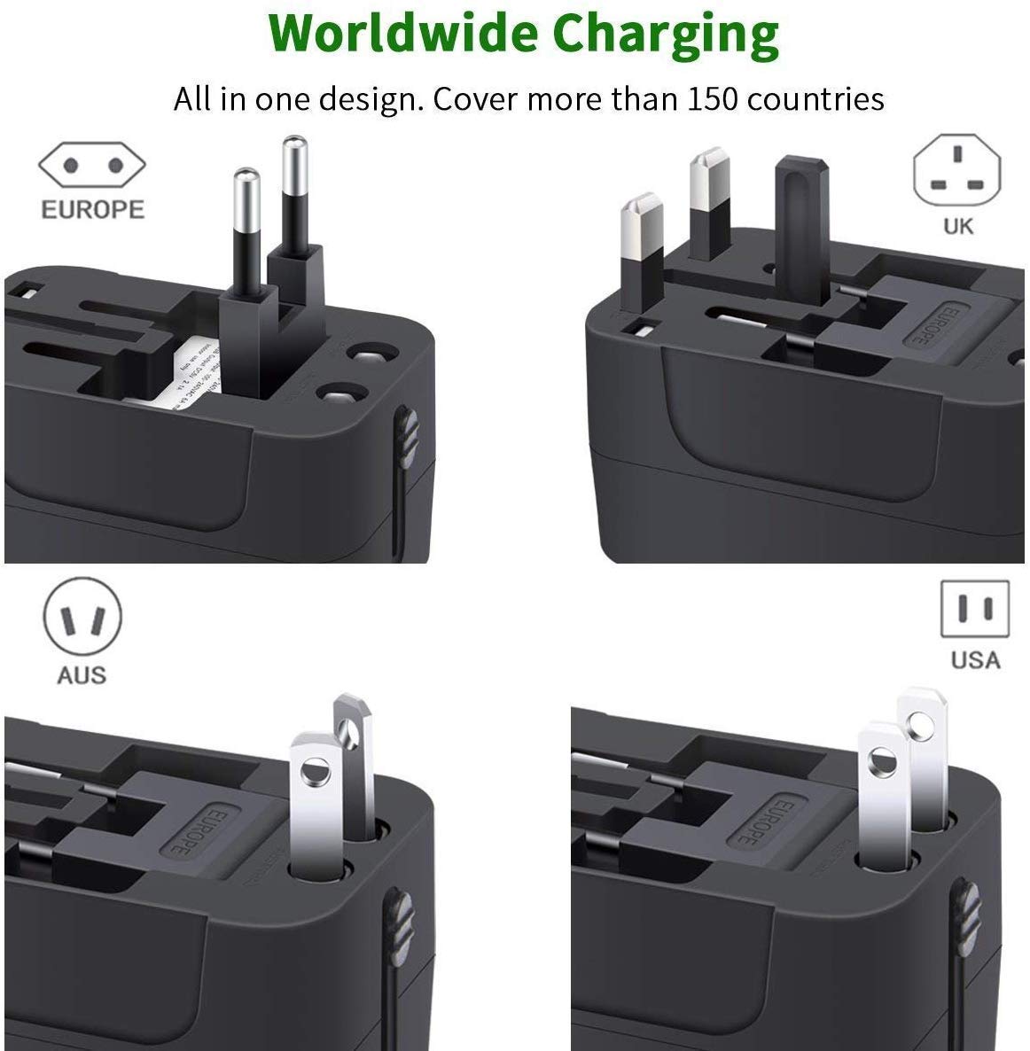 rts USB Universal Travel Adapter - 3