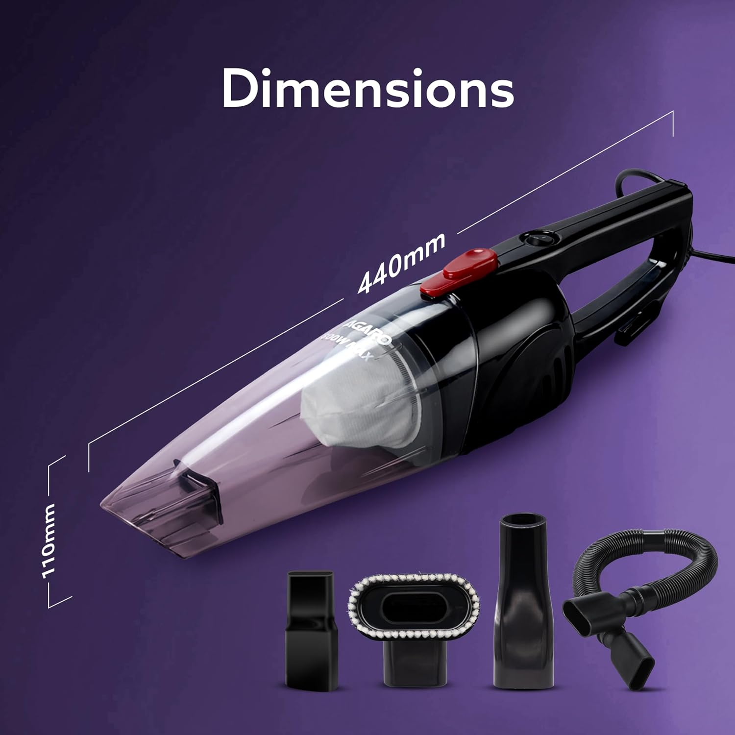 AGARO Regal 800 Watts Handheld Vacuum Cleaner - 2