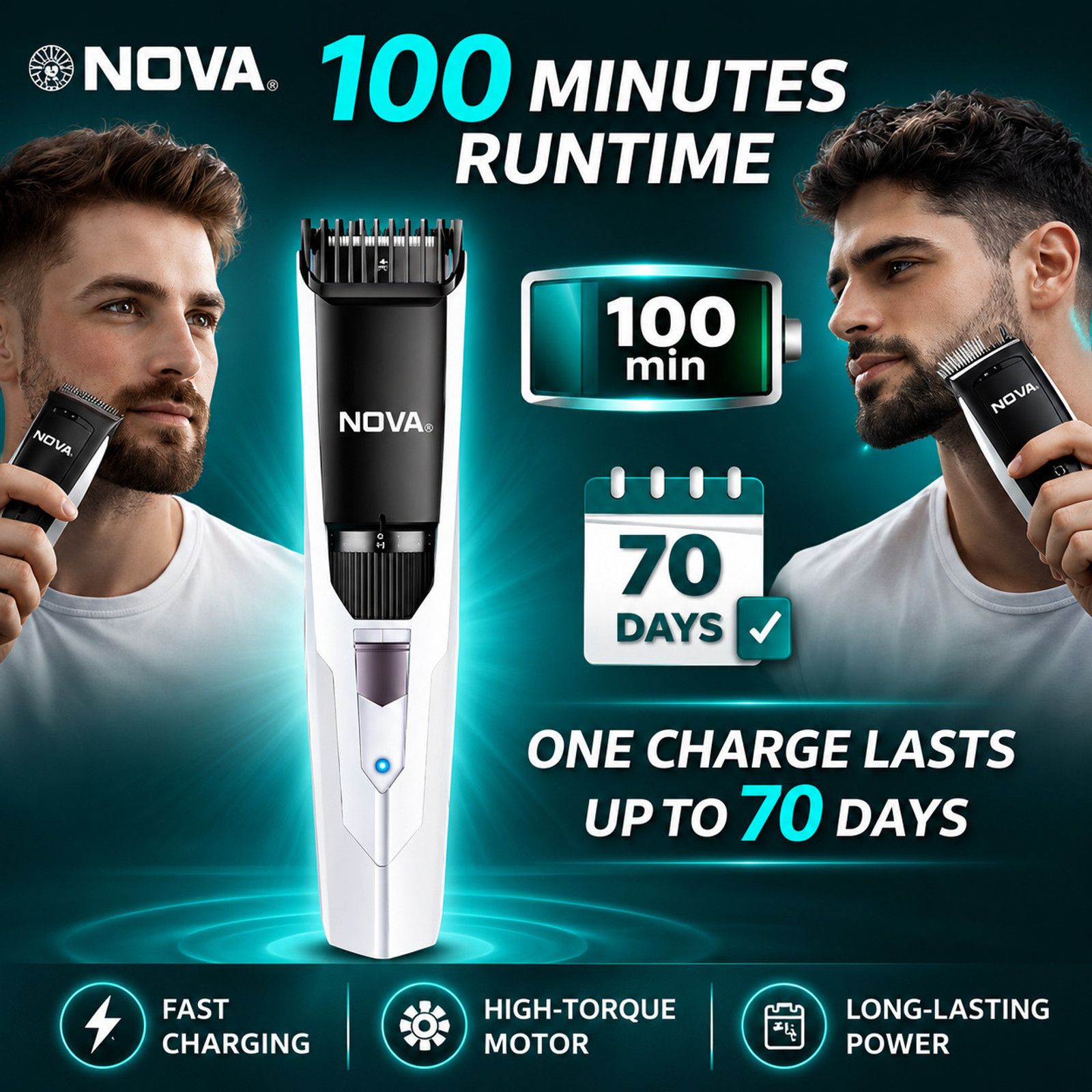 NOVA NHT 1054 Trimmer 100 min Runtime 40 Length Settings - 4