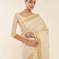 SOCH Gold Tissue Kasavu Saree With Zari Pallu And Borders Saree
