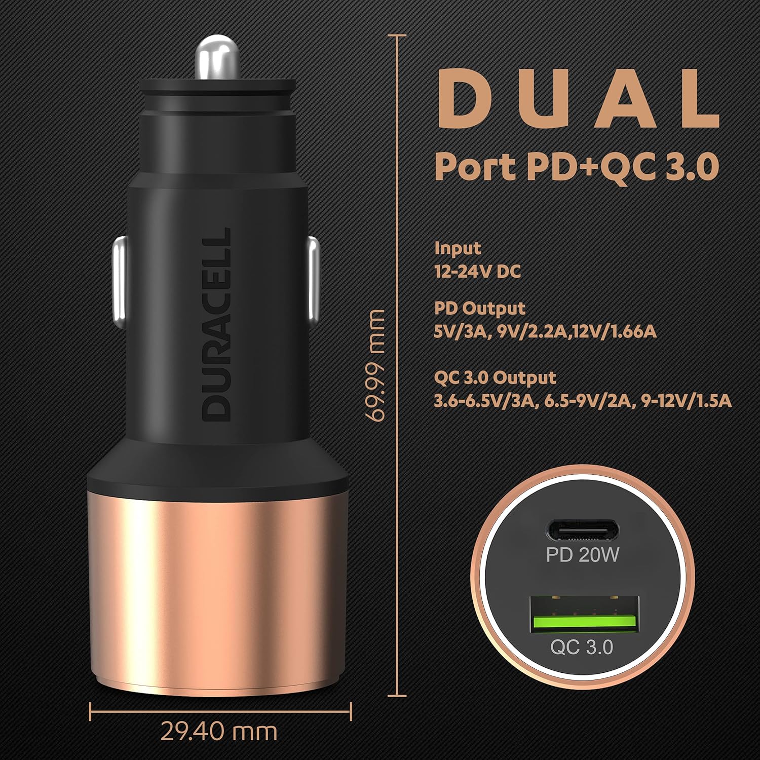 Duracell 38W Fast Car Charger Adapter - 2
