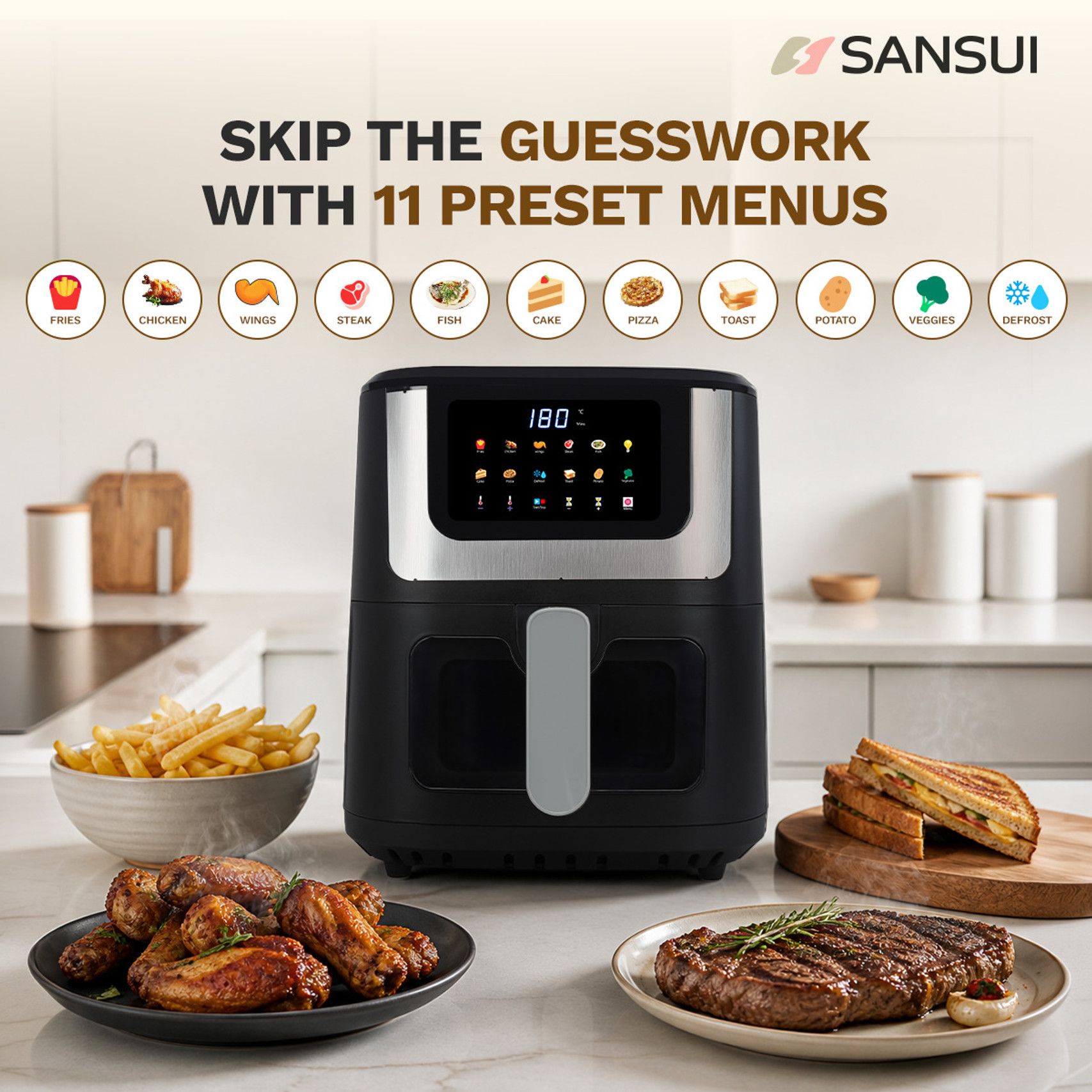 Sansui Air Fryer 7 L Digital Touchscreen - 6