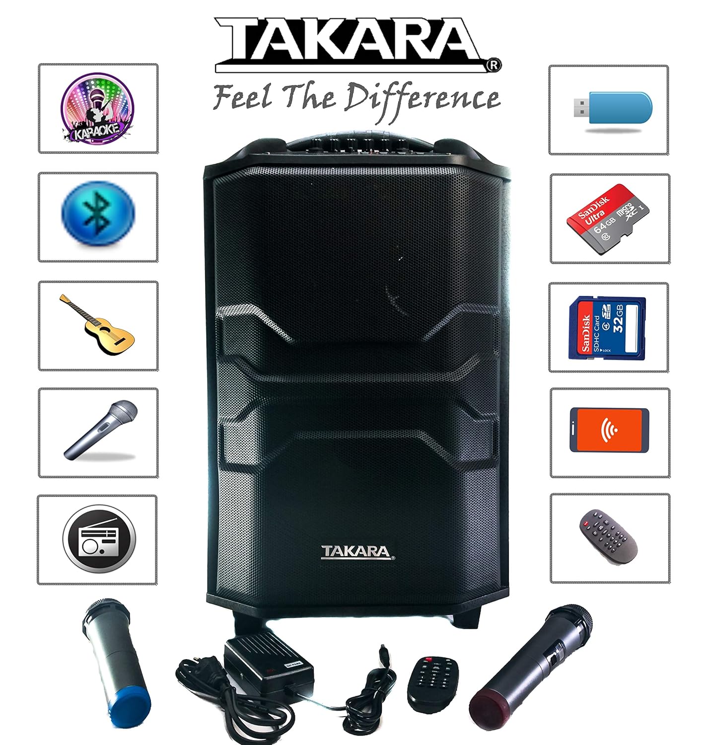 Takara Karaoke Speaker Trolley 12 Inch Woofer Portable - 2