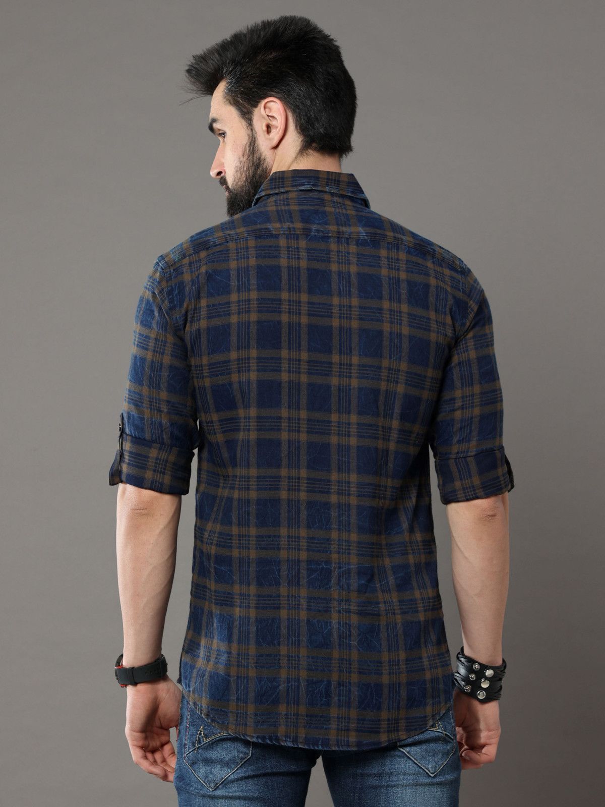 tallwalker Men Regular Fit Checkered Spread Collar Casual Shirt - 3