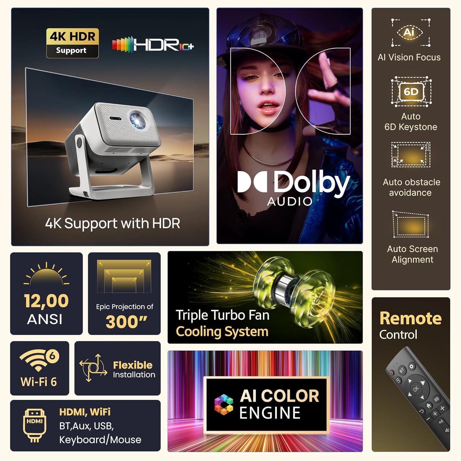 Crossbeats Lumex Vista 4K UHD Dolby 1080p N 1200 ANSI 300'' - 2