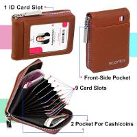 Storite PU Leather Card Holder Money Wallet, Lightbrown - 5