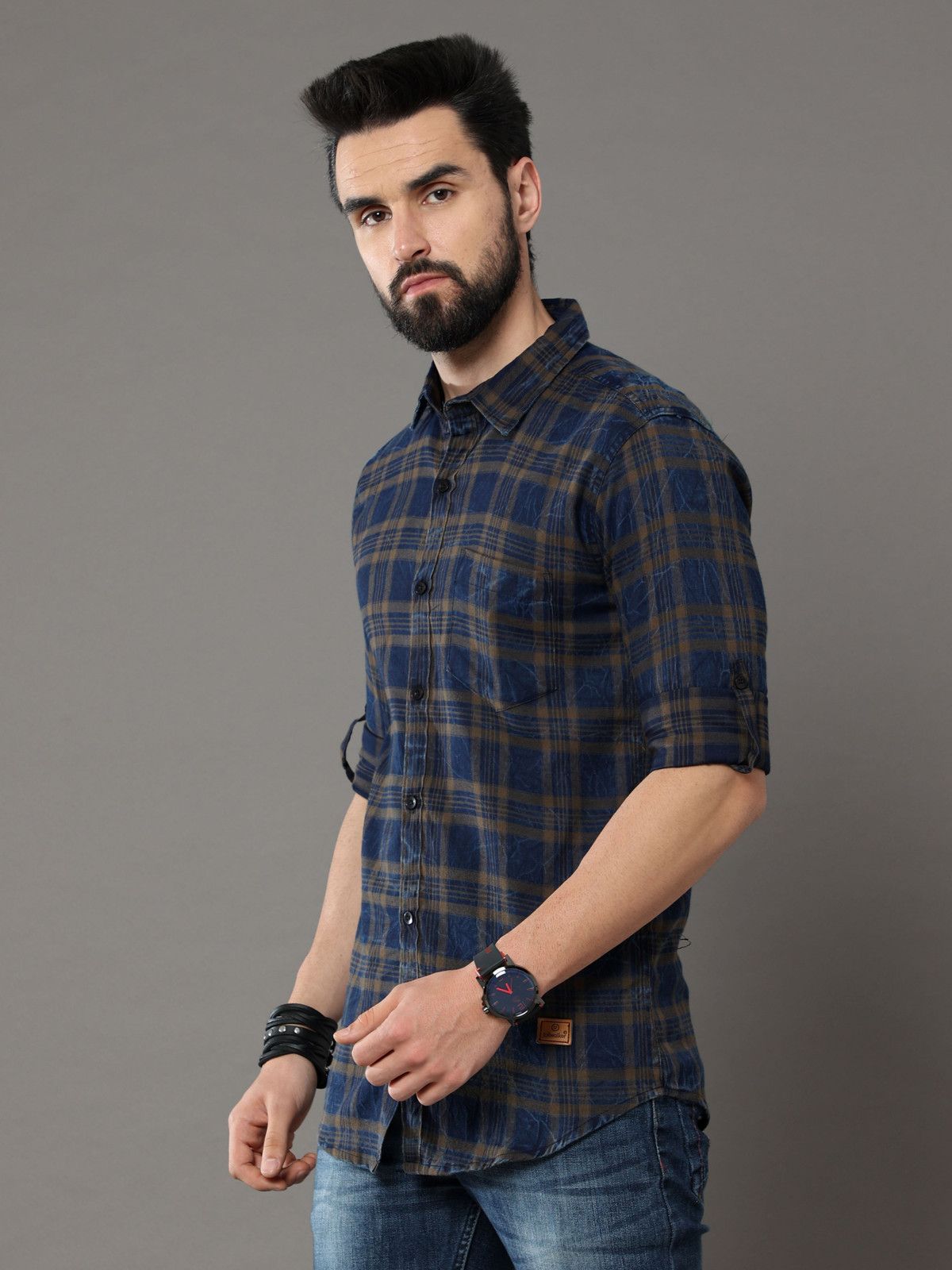 tallwalker Men Regular Fit Checkered Spread Collar Casual Shirt - 2