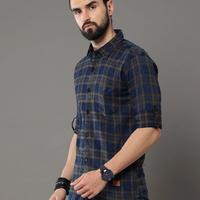 tallwalker Men Regular Fit Checkered Spread Collar Casual Shirt - 2